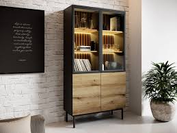 Vitrinenschrank Loara Eiche/Schwarz