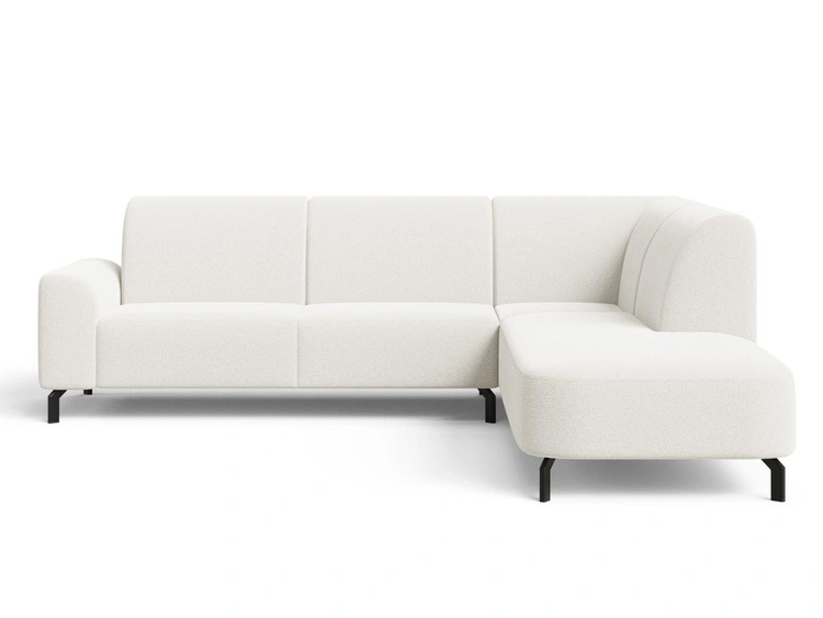 Ecksofa L-Form Rechts Regento Bouclé-Stoff Weiß
