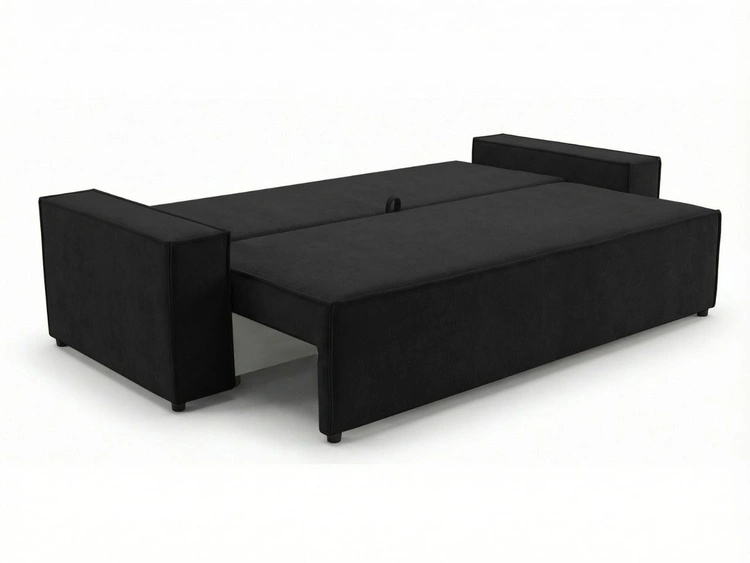 Schlafsofa mit Bettfunktion und Bettkasten Sivra Schwarz