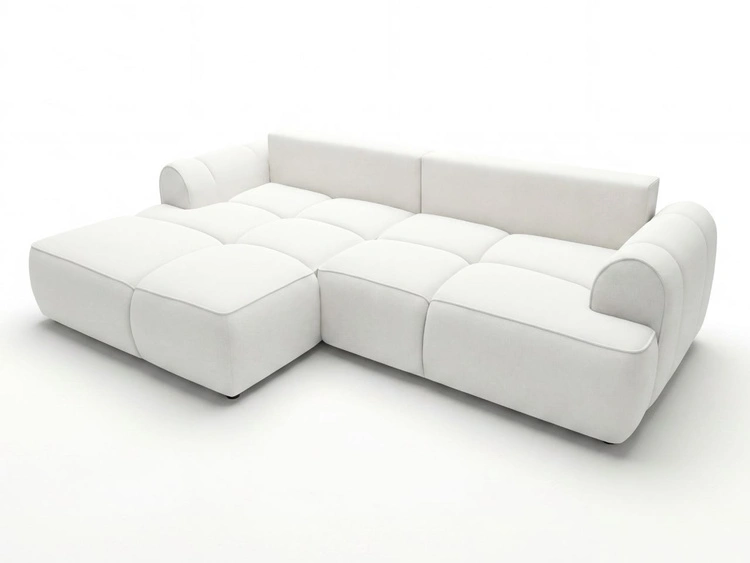 Ecksofa L-Form Links mit Schlaffunktion und Bettkasten Bonno Creme