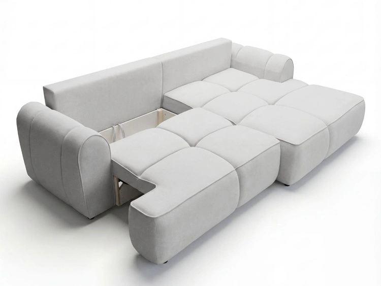 Ecksofa L-Form Rechts mit Schlaffunktion und Bettkasten Bonno Grau