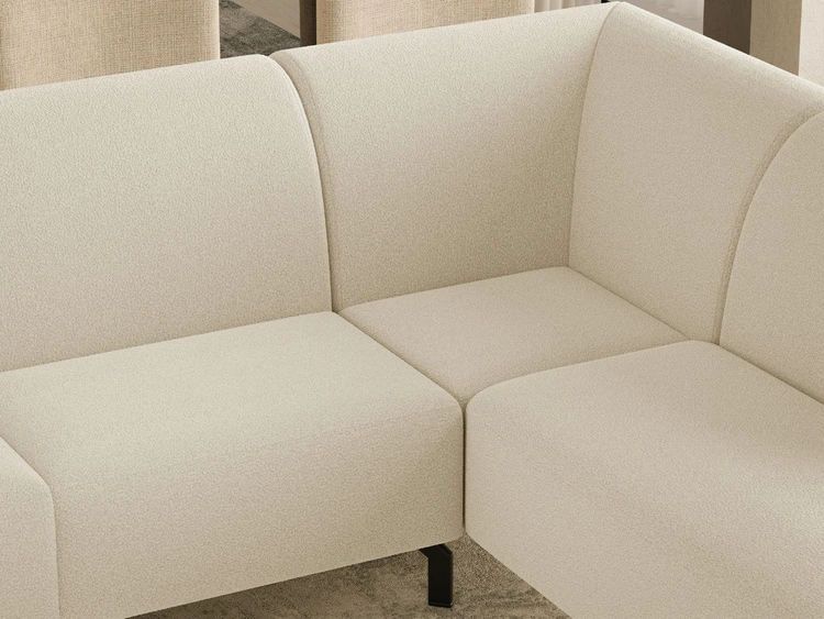 Ecksofa L-Form Rechts Regento Bouclé-Stoff Hellbeige