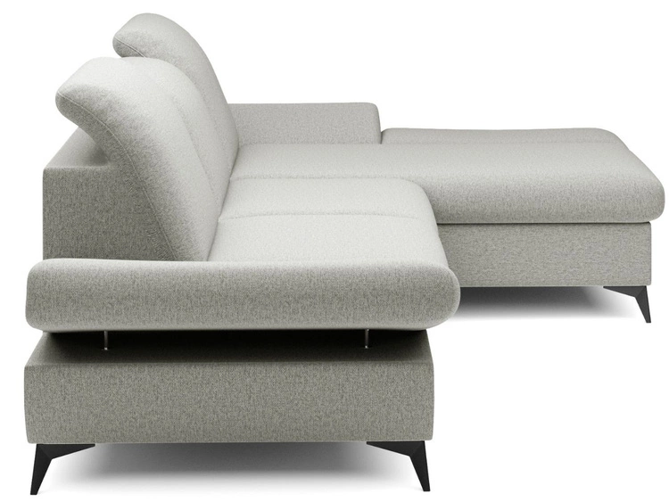 Ecksofa L-Form Rechts mit Schlaffunktion und Bettkasten Hannover Hellgrau