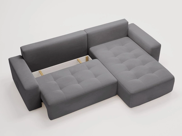 Ecksofa L-Form Rechts mit Schlaffunktion und Bettkasten Portland Grau