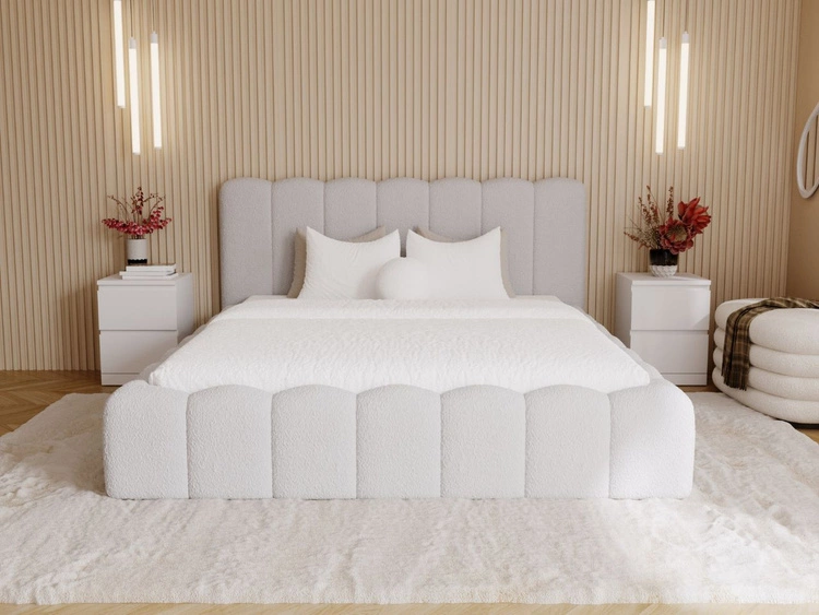 Polsterbett mit Bettkasten und Lattenrost 160x200 Smile Hellgrau