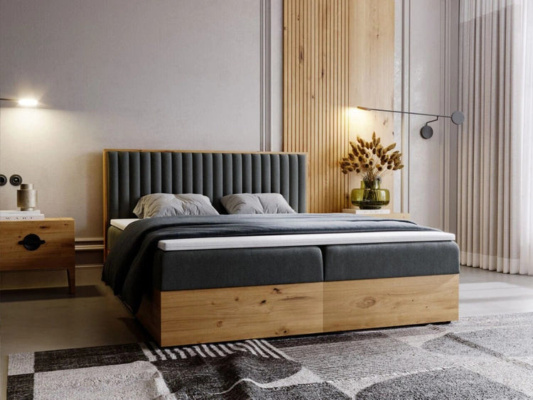 Boxspringbett mit Bettkasten 180x200 Forest Dunkelgrau