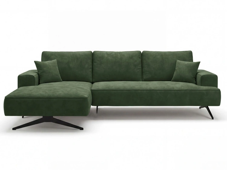 Ecksofa L-Form auf Metallbeinen Leto Links Grün