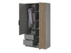 Kleiderschrank 105 cm Macron Grau, Artisan Eiche