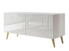 TV-Lowboard mit Türen auf Goldenen Metallbeinen 100 cm Noaé Weiß Hochglanz