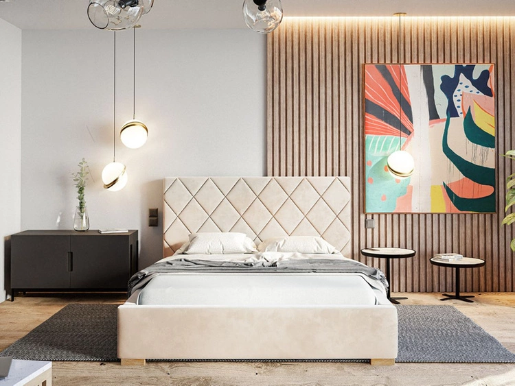 Polsterbett mit Bettkasten und Lattenrost 120x200 Taranto Beige