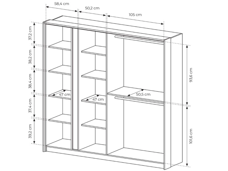 Kleiderschrank mit Spiegel Dego Beige
