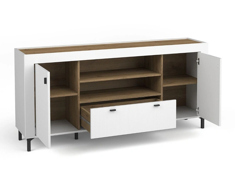 Kommode mit Türen und Schublade Messina Weiß