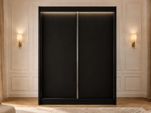 Schiebetürenschrank 150 cm mit LED-Beleuchtung Diano Schwarz