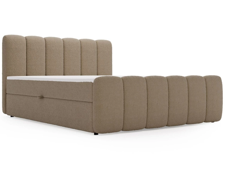 Boxspringbett mit Bettkasten 160x200 Bouclé-Stoff Cloud Braun