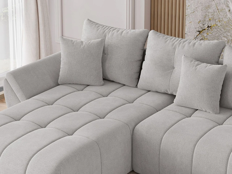 Wohnlandschaft mit Schlaffunktion und Bettkasten Decor U Hellgrau