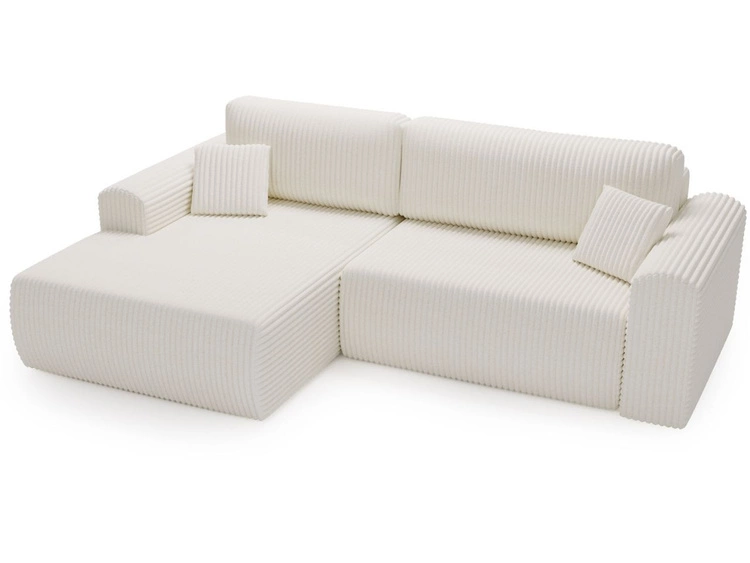 Ecksofa mit Schlaffunktion und Bettkasten Belvio links Creme