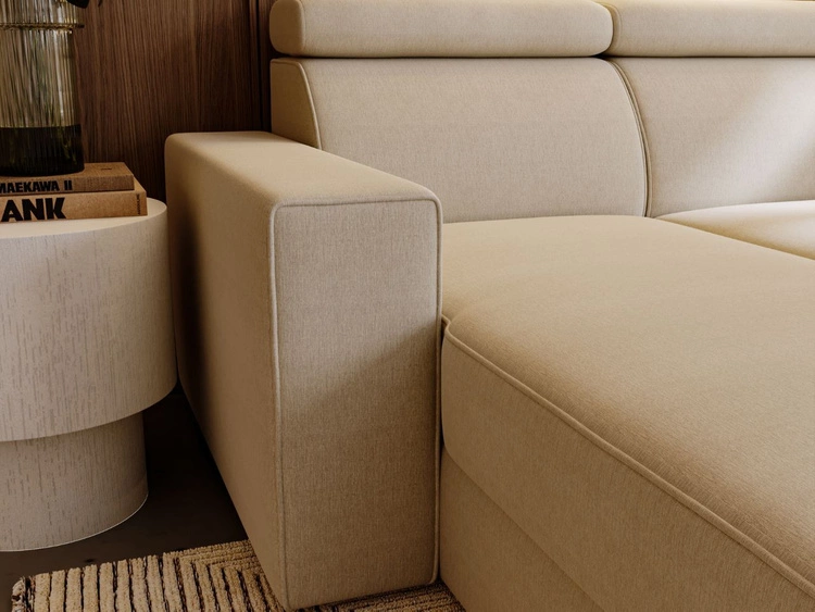 Ecksofa L-Form mit Schlaffunktion und Bettkasten Scala Schwarz