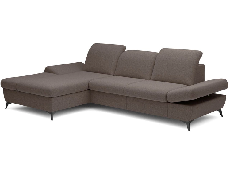 Ecksofa L-Form Links mit Schlaffunktion und Bettkasten Hannover Dunkelbraun