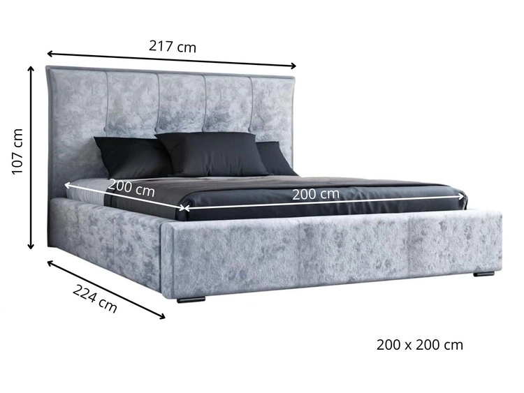 Polsterbett mit Bettkasten und Lattenrost 200x200 Valencia Schwarz