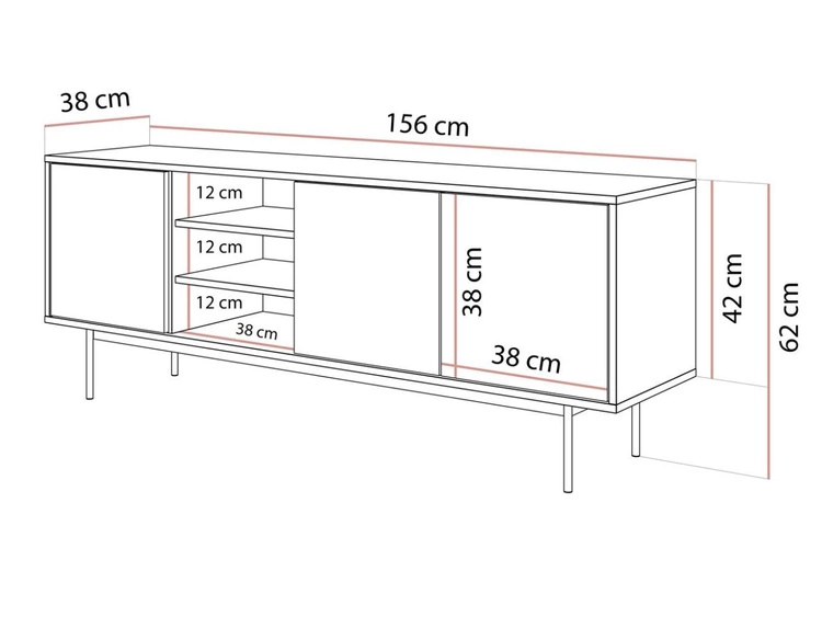 TV-Lowboard im Glamour-Stil mit Türen auf kaschmirfarbenen Füßen Vivance, Kaschmir Hochglanz