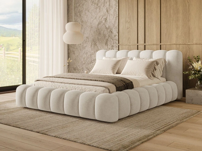 Polsterbett mit Bettkasten und Lattenrost 140x200 Averia Beige