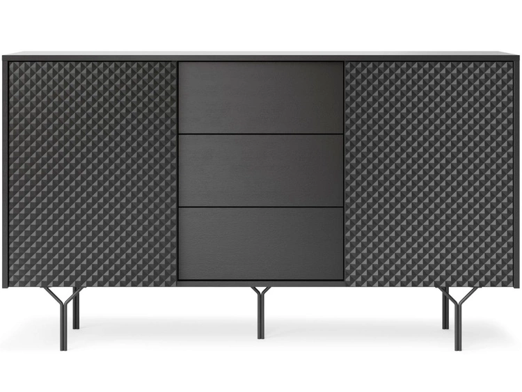 Kommode mit zwei Türen und Schubladen Ravi Schwarz