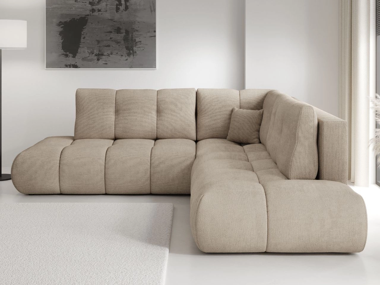 Ecksofa mit Schlaffunktion und Bettkasten Links Kair Hellbraun