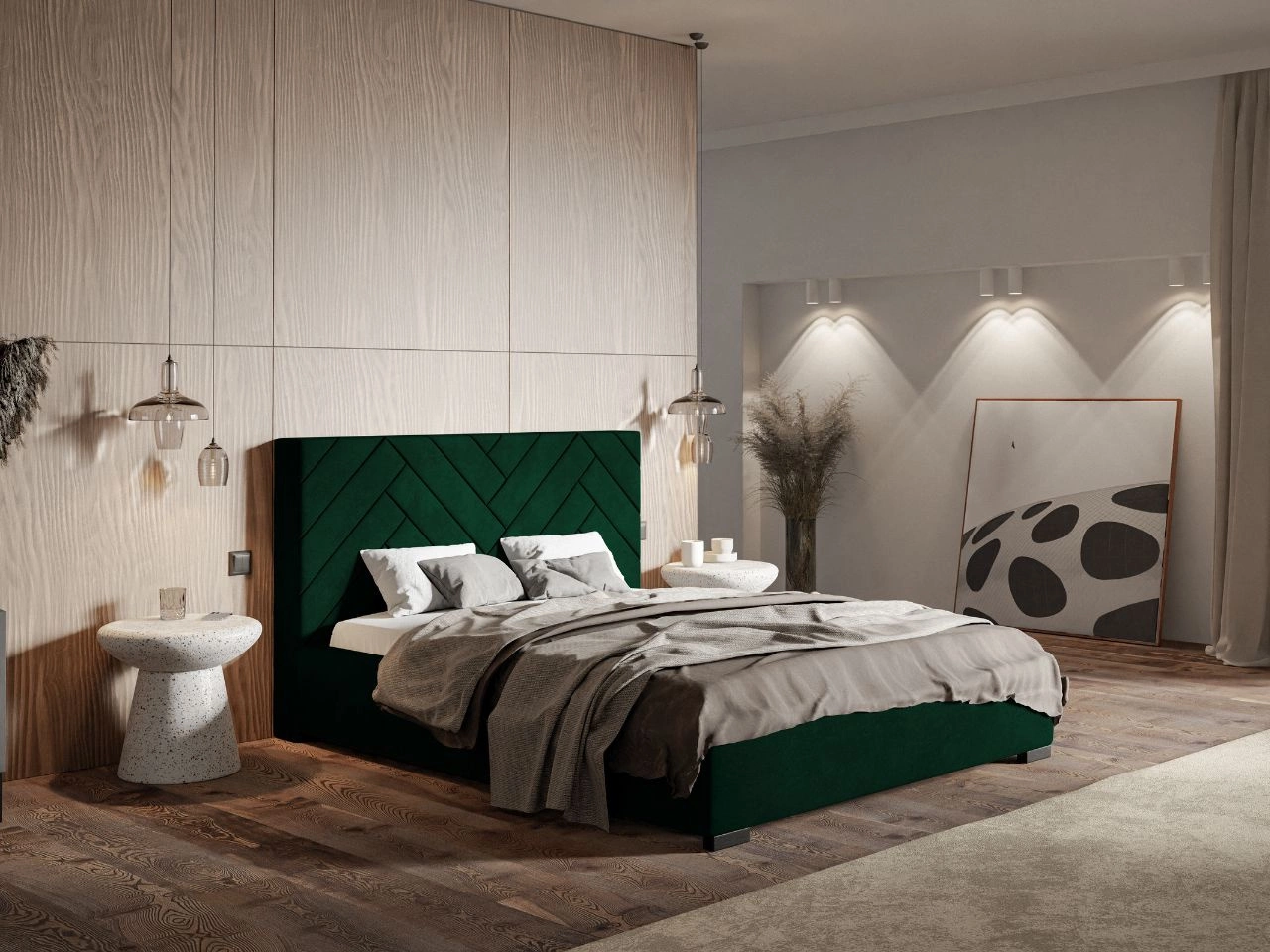 Polsterbett mit Bettkasten und Lattenrost 180x200 Toreto Dunkelgrün