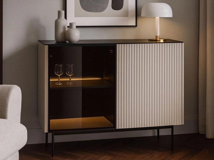 Kommode mit LED-Beleuchtung, 2 Türen  Auroé Kaschmir