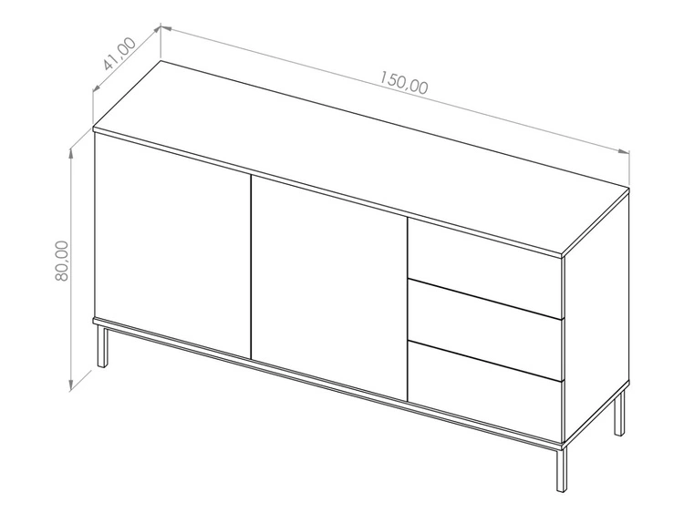 Kommode mit Türen und Schubladen Soroko Hickory