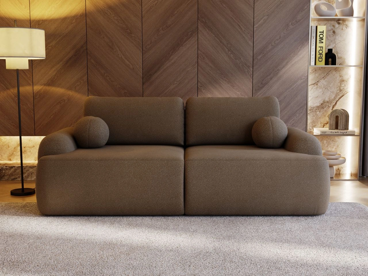 Sofa mit Schlaffunktion und Bettkasten Aurio Braun