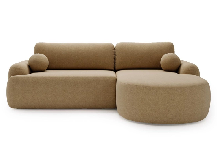 Ecksofa L-Form Rechts mit Schlaffunktion und Bettkasten Aurio Hellbraun