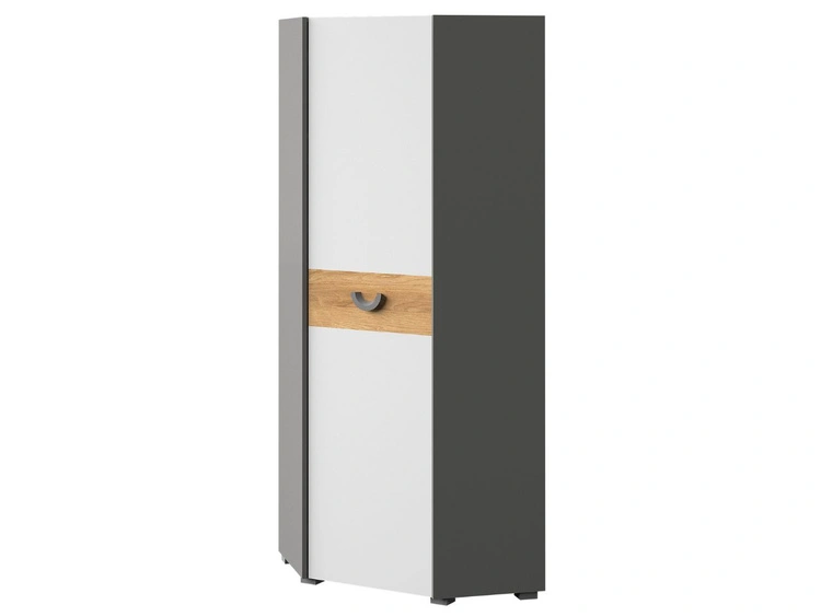 Eckkleiderschrank mit einer Tür für ein Jugendzimmer Casa Nash Eiche, Weiß, Grau