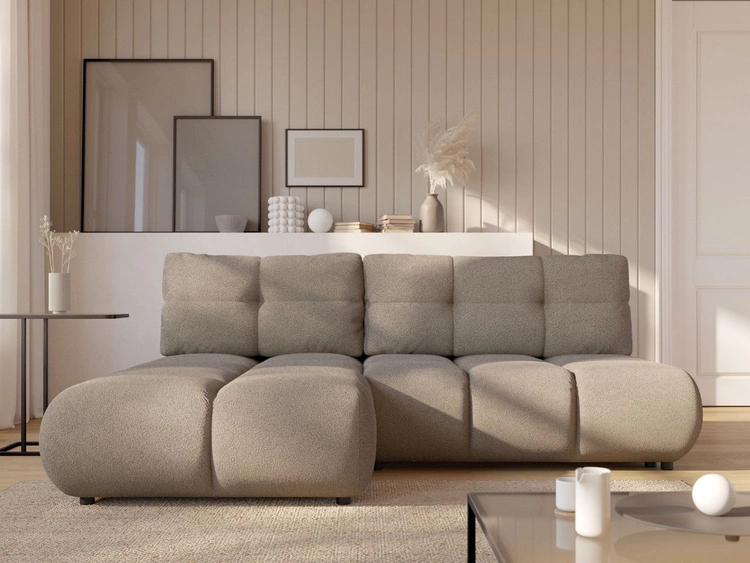 Ecksofa mit Schlaffunktion und Bettkasten Links Milet Hellgrau