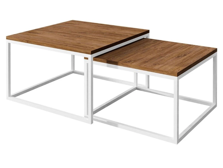 Couchtisch auf weißem Gestell Asumi Eiche Stirling 36x42