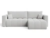 Ecksofa L-Form mit Schlaffunktion und Bettkasten Neva Bouclé-Stoff Grau