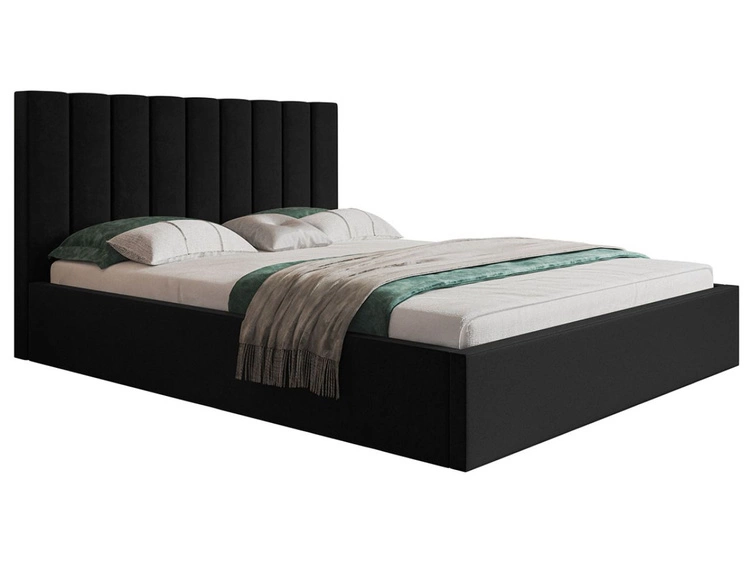 Polsterbett mit Bettkasten und Lattenrost 140x200 Sesto Schwarz