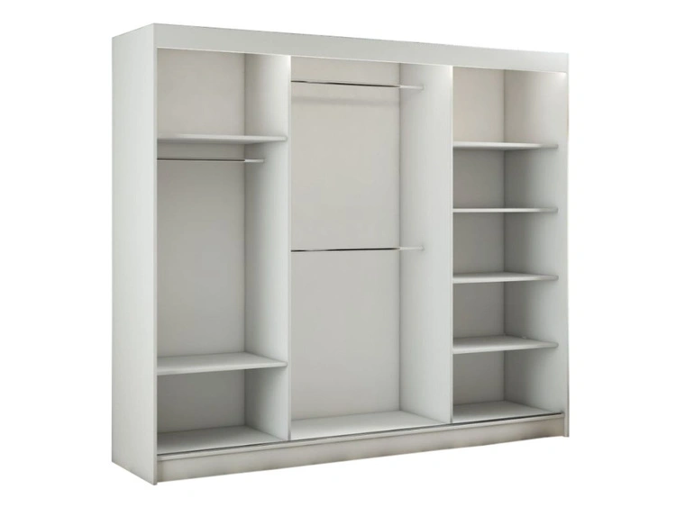 Schiebetürenschrank mit Sprossen 250 cm mit LED-Beleuchtung Ponti Weiß, Grau