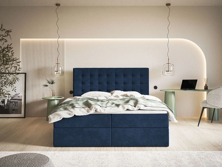 Boxspringbett mit Bettkasten 120x200 Denza Dunkelblau