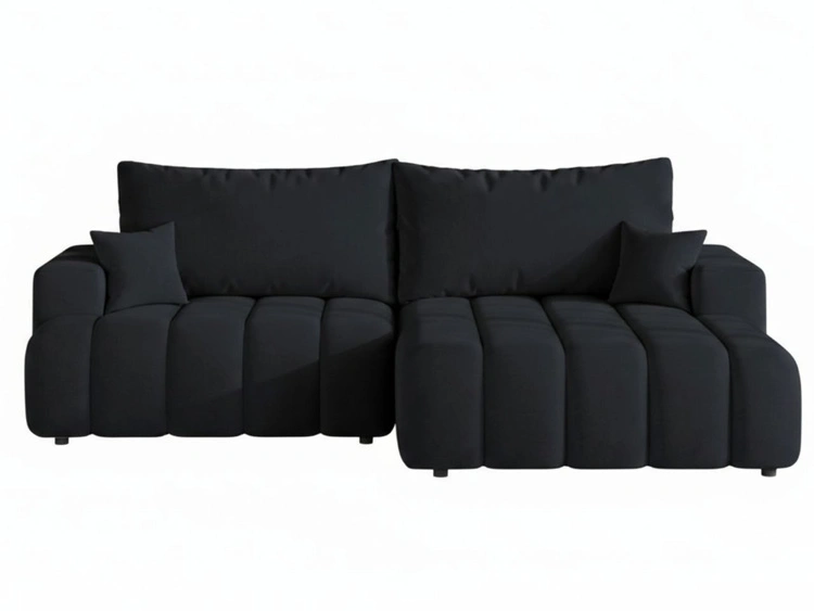 Ecksofa L-Form Rechts mit Schlaffunktion und Bettkasten Caleo Schwarz