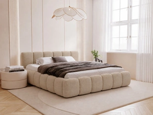 Polsterbett mit Bettkasten und Lattenrost 200x200 Cloud Low Bouclé-Stoff Dunkelbeige