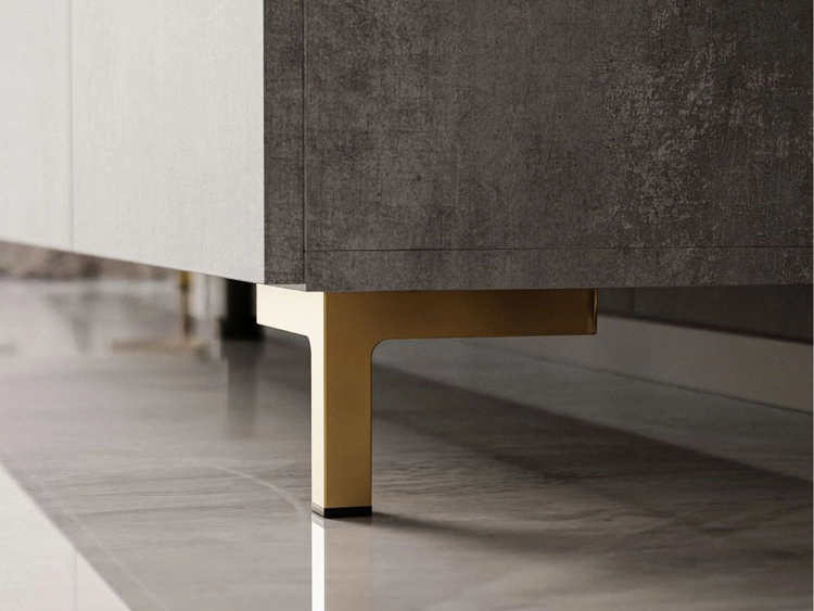 TV-Lowboard mit Türen auf Goldenen Beinen 200 cm Nodoo Beton