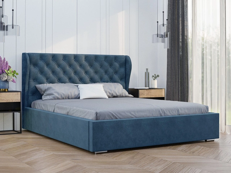 Elegantes Polsterbett Chesterfield 140x200 Florence - Blau