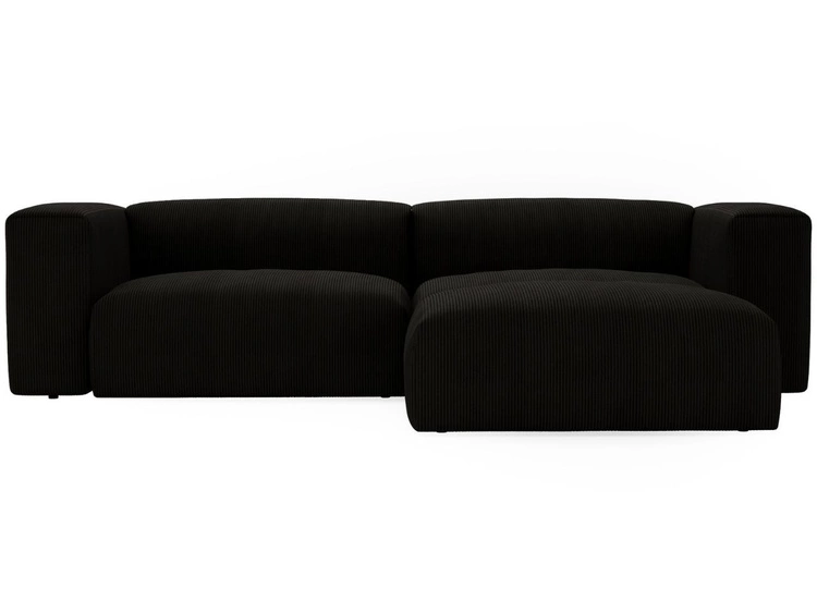 Ecksofa L-Form Rechts Moderne Cord Ecksofa Landi Schwarz