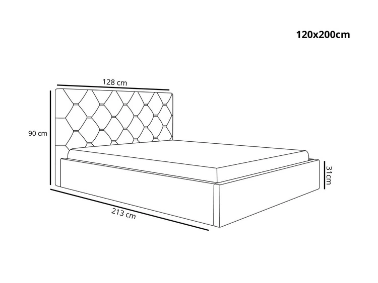 Polsterbett mit Bettkasten und Lattenrost 120x200 Salento Grün