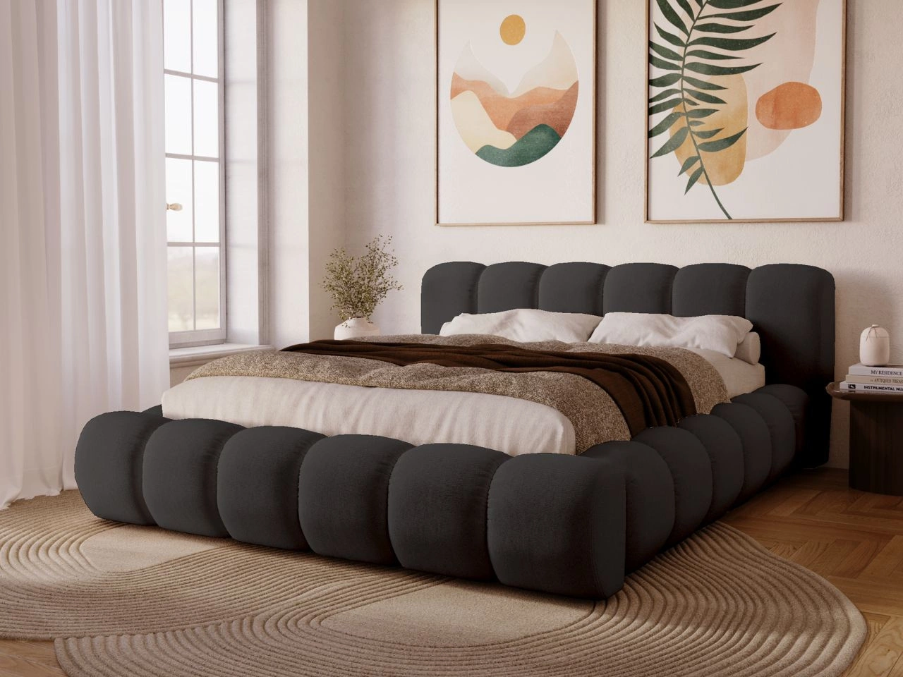 Polsterbett mit Bettkasten und Lattenrost 120x200 Doria Schwarz