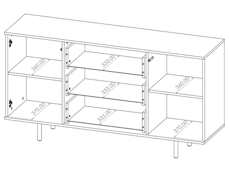 Kommode mit Türen und drei Schubladen Ankara Schwarz Matt