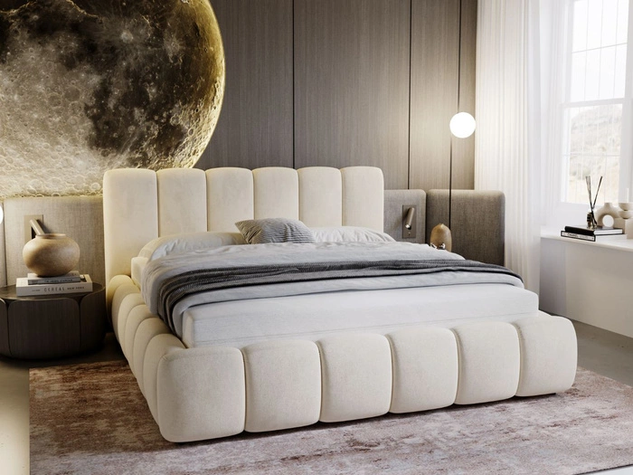Polsterbett Ohne Bettkasten mit Lattenrost 160x200 Cloud Beige