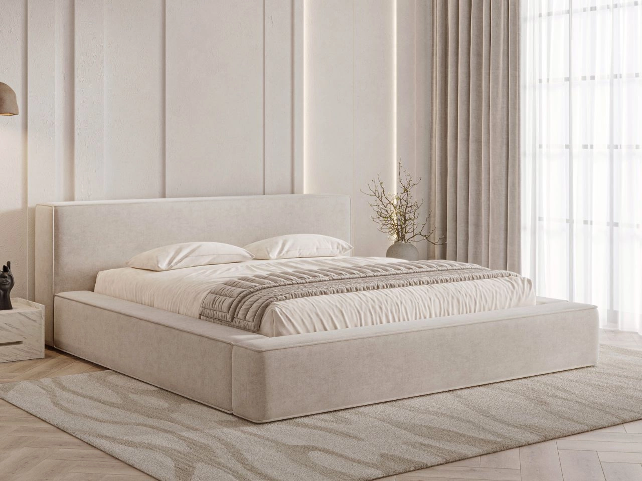 Polsterbett mit Bettkasten und Lattenrost 160x200 Mali Beige