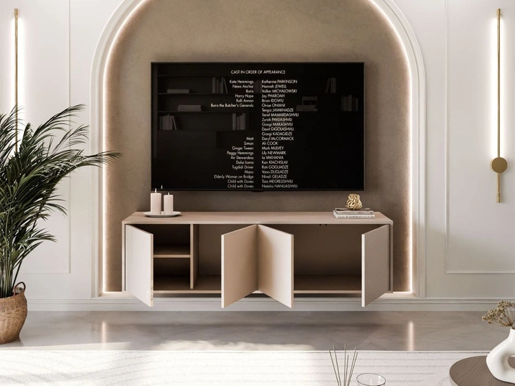 Hängender TV-Schrank mit Türen Vivance Kaschmir Hochglanz